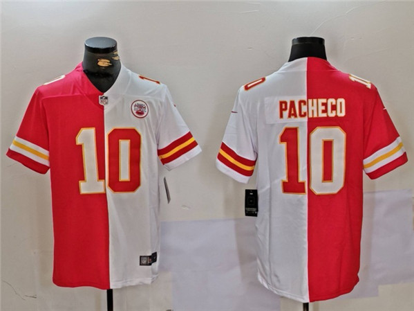 Men??s Kansas City Chiefs #10 Isiah Pacheco Red/White Split Vapor Limited Stitched Jersey